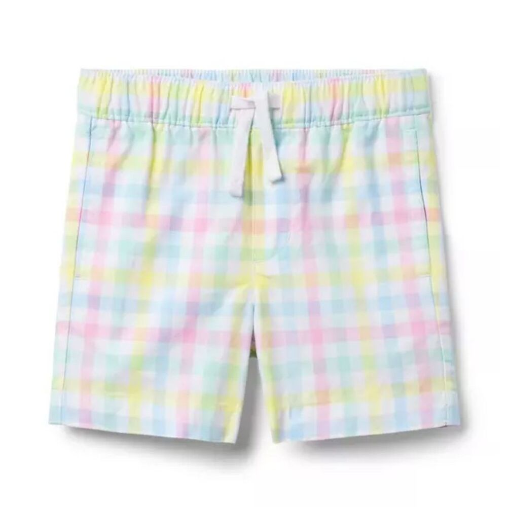Janie and Jack Gingham Poplin Pull-On Short in White Gingham Size 6/12Months